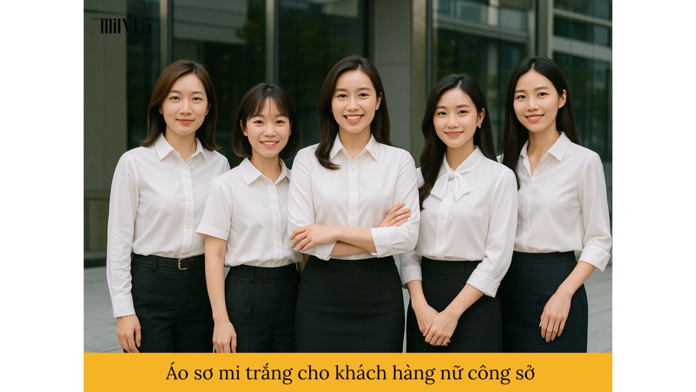 Áo sơ mi trắng cho khách hàng nữ công sở