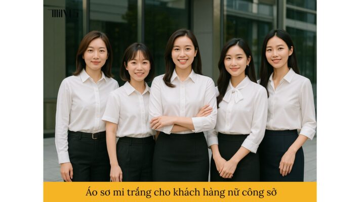 Áo sơ mi trắng cho khách hàng nữ công sở