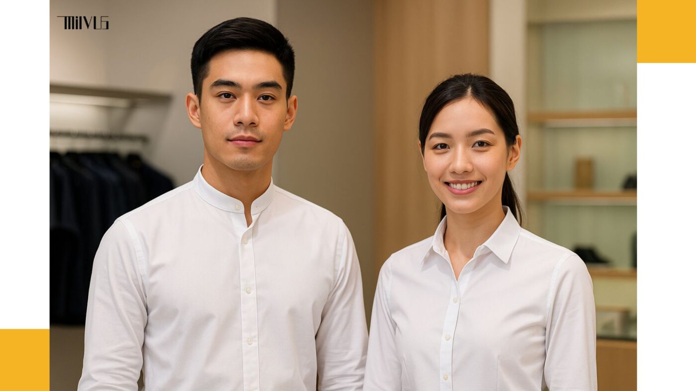 Áo sơ mi trắng cho người bán hàng