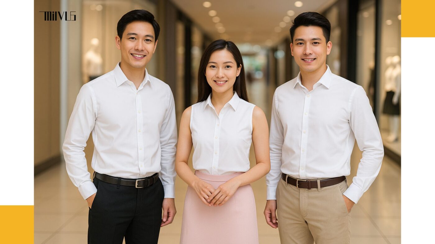 Áo sơ mi trắng cho người bán hàng