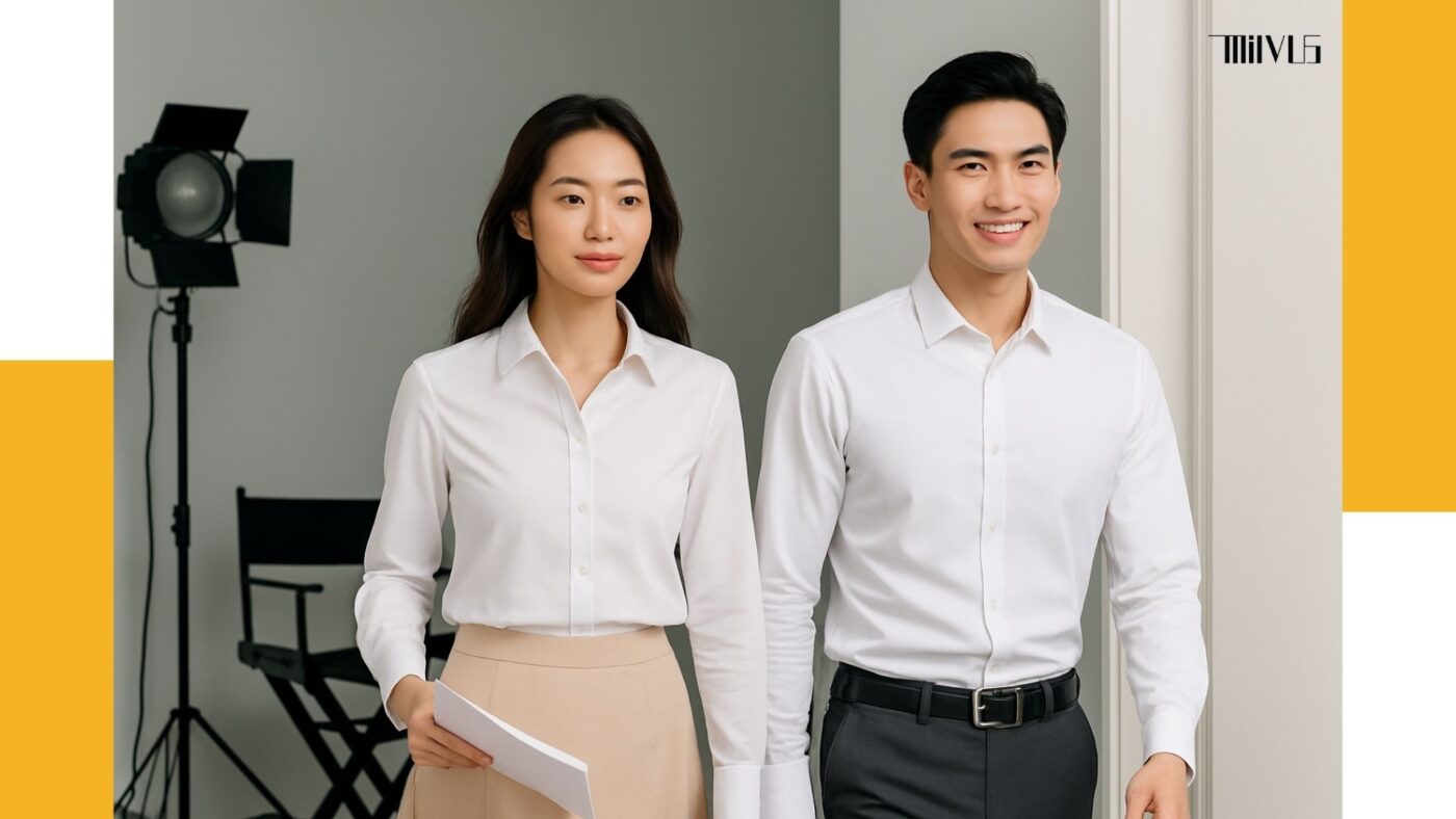 Áo sơ mi trắng cho người đi casting