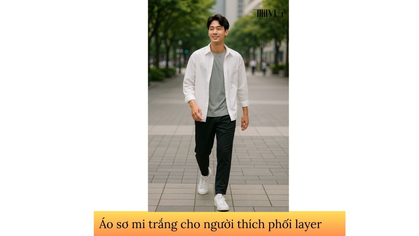 Áo sơ mi trắng cho người thích phối layer