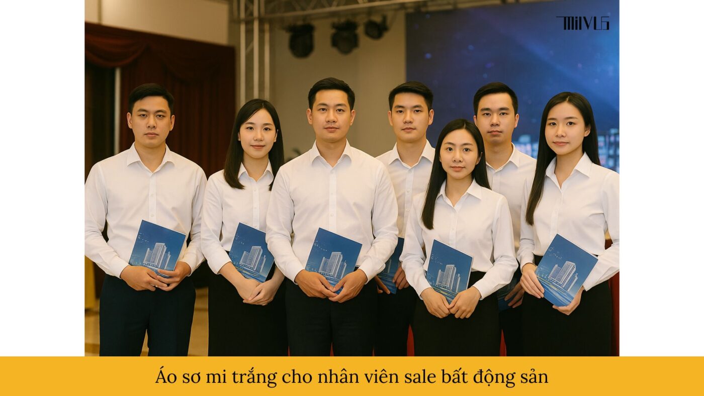 Áo sơ mi trắng cho nhân viên sale bất động sản
