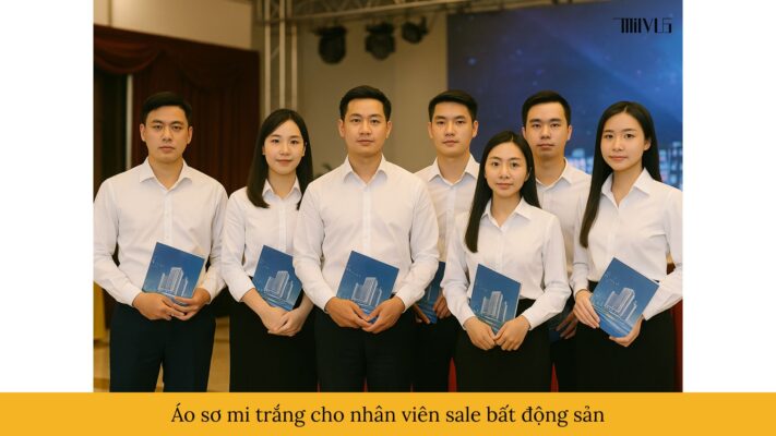 Áo sơ mi trắng cho nhân viên sale bất động sản
