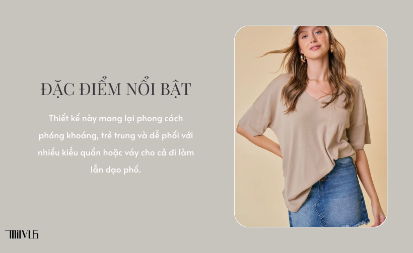 Áo Thun Nữ Dáng Oversized Cổ Tim Phong Cách