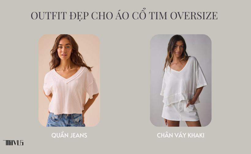 Áo Thun Nữ Dáng Oversized Cổ Tim Phong Cách