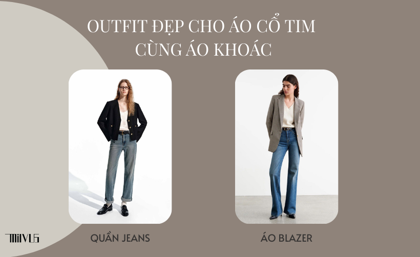 Áo Thun Nữ Dáng Suông Cổ Tim Phối Áo Khoác