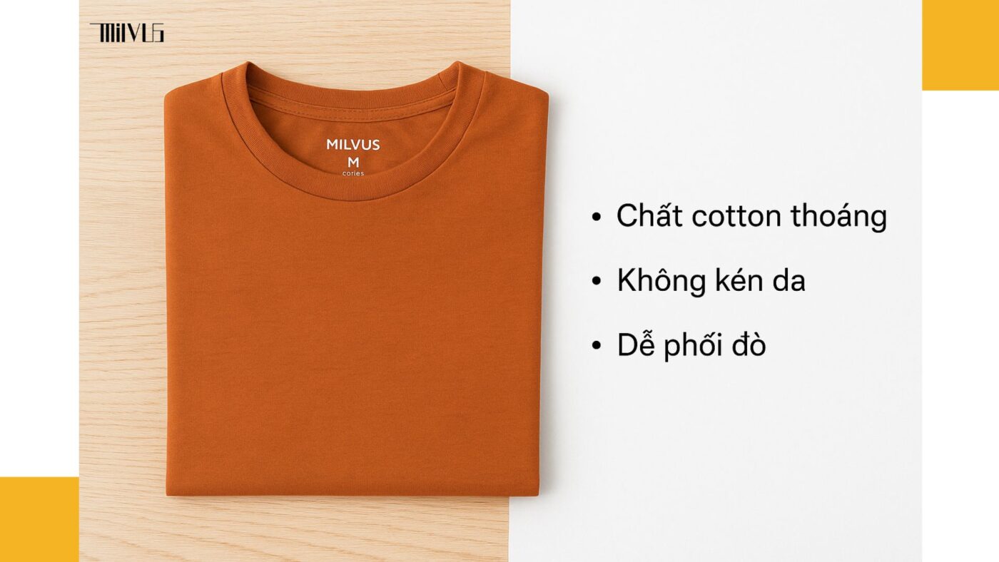 Áo Thun Nữ Cổ Tròn Màu Cam Đất Cá Tính