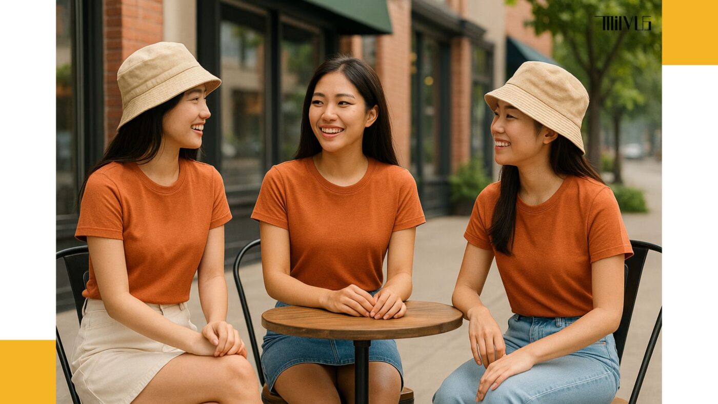 Áo Thun Nữ Cổ Tròn Màu Cam Đất Cá Tính