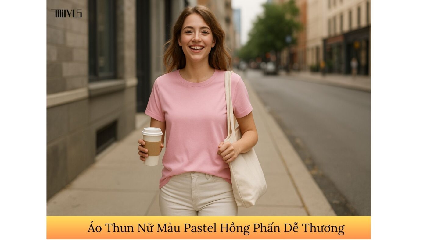 Áo Thun Nữ Màu Pastel Hồng Phấn Dễ Thương