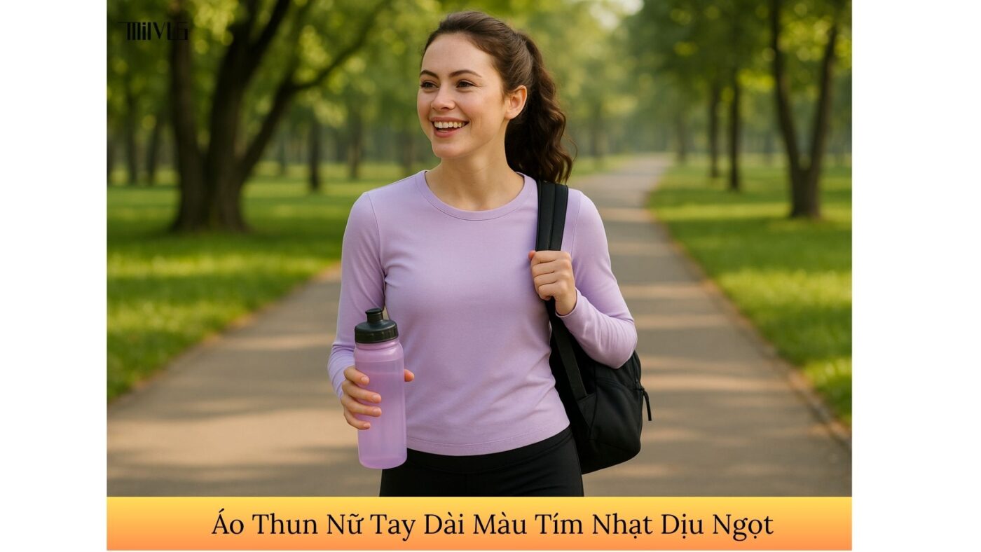 Áo Thun Nữ Tay Dài Màu Tím Nhạt Dịu Ngọt