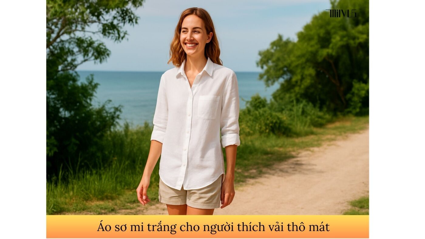 Áo sơ mi trắng cho người thích vải thô mát