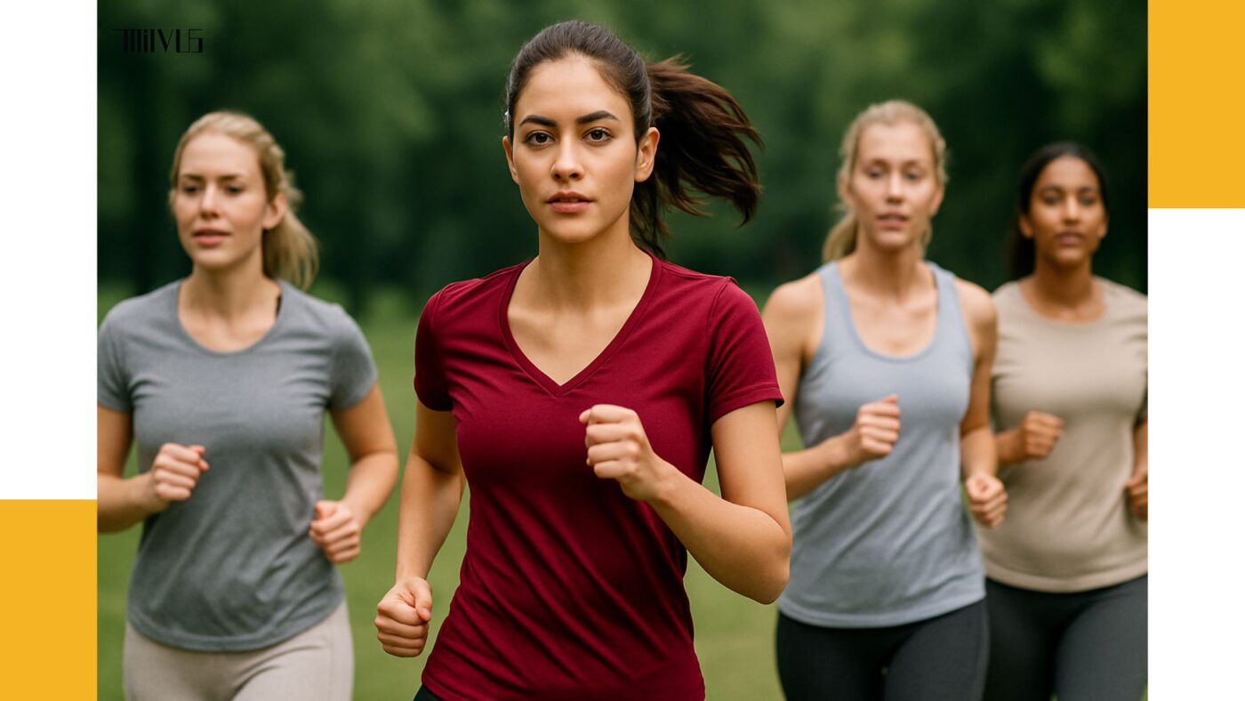 Áo thun nữ cổ tim màu đỏ đô quyến rũ