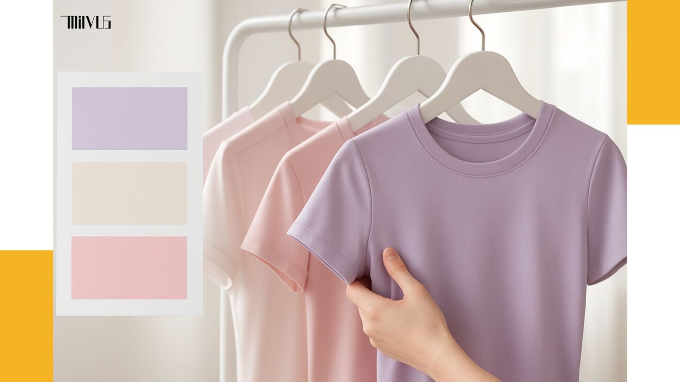 Áo thun nữ tay ngắn màu tím pastel dịu dàng