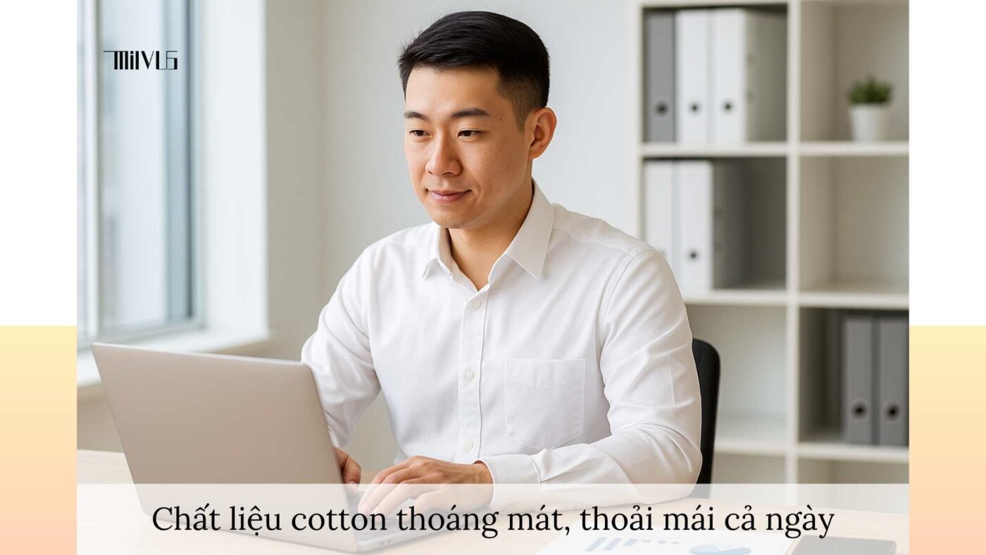 Áo sơ mi trắng cho nhân viên ngân hàng – chất liệu cotton thoáng mát, thoải mái cả ngày