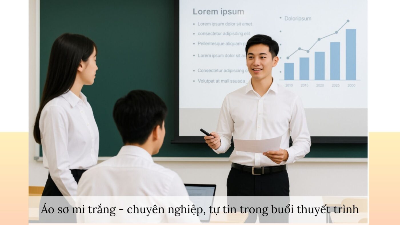 Áo sơ mi trắng cho sinh viên – chuyên nghiệp, tự tin trong buổi thuyết trình