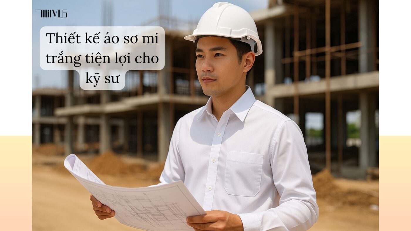 Thiết kế áo sơ mi trắng cho kỹ sư – tiện lợi với túi ngực, gọn gàng, chuyên nghiệp.