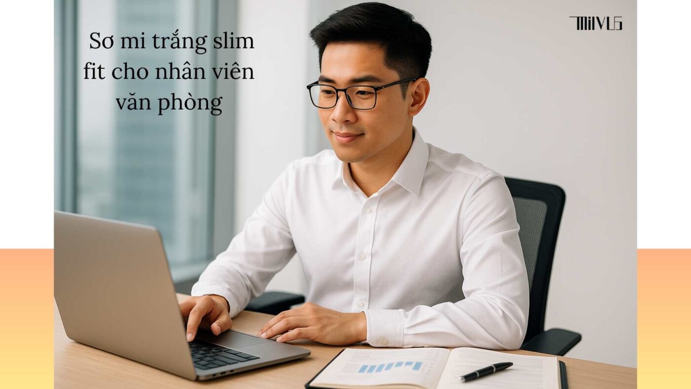 Áo sơ mi trắng slim fit cho nhân viên tài chính – trẻ trung, chuyên nghiệp.