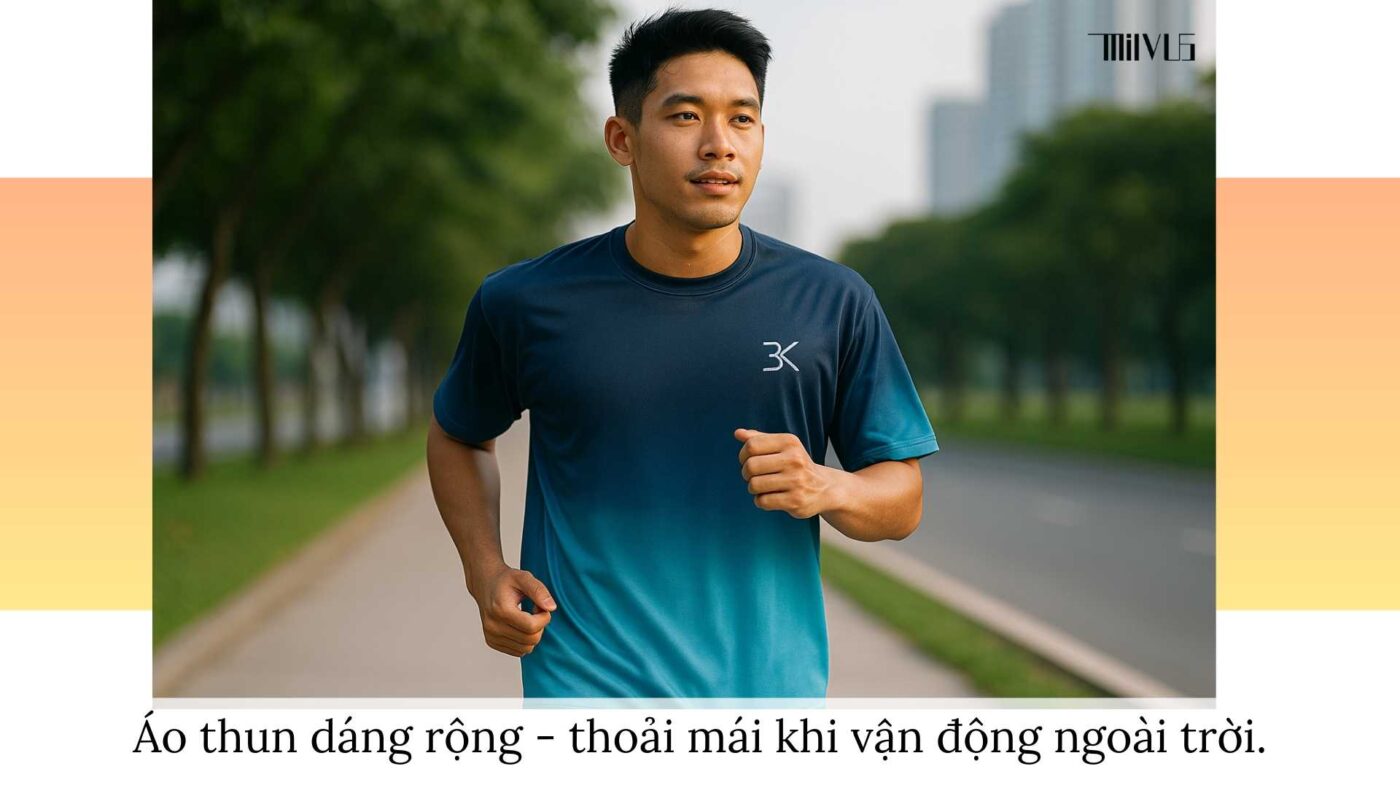 Áo thun thể thao cho người thích dáng áo rộng ngang