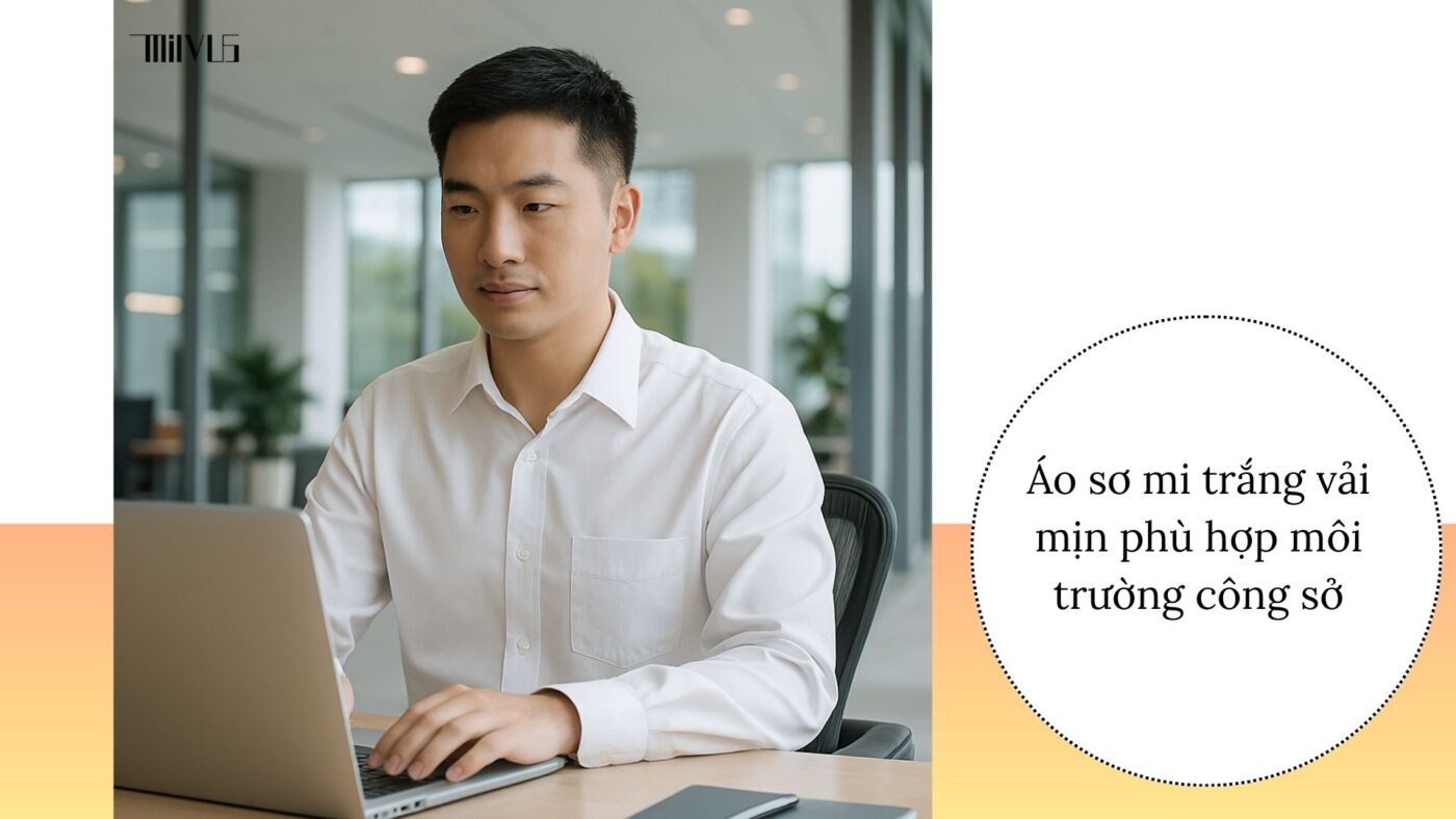 Áo sơ mi trắng cho người thích vải mịn như lụa – thanh lịch, chuyên nghiệp công sở.