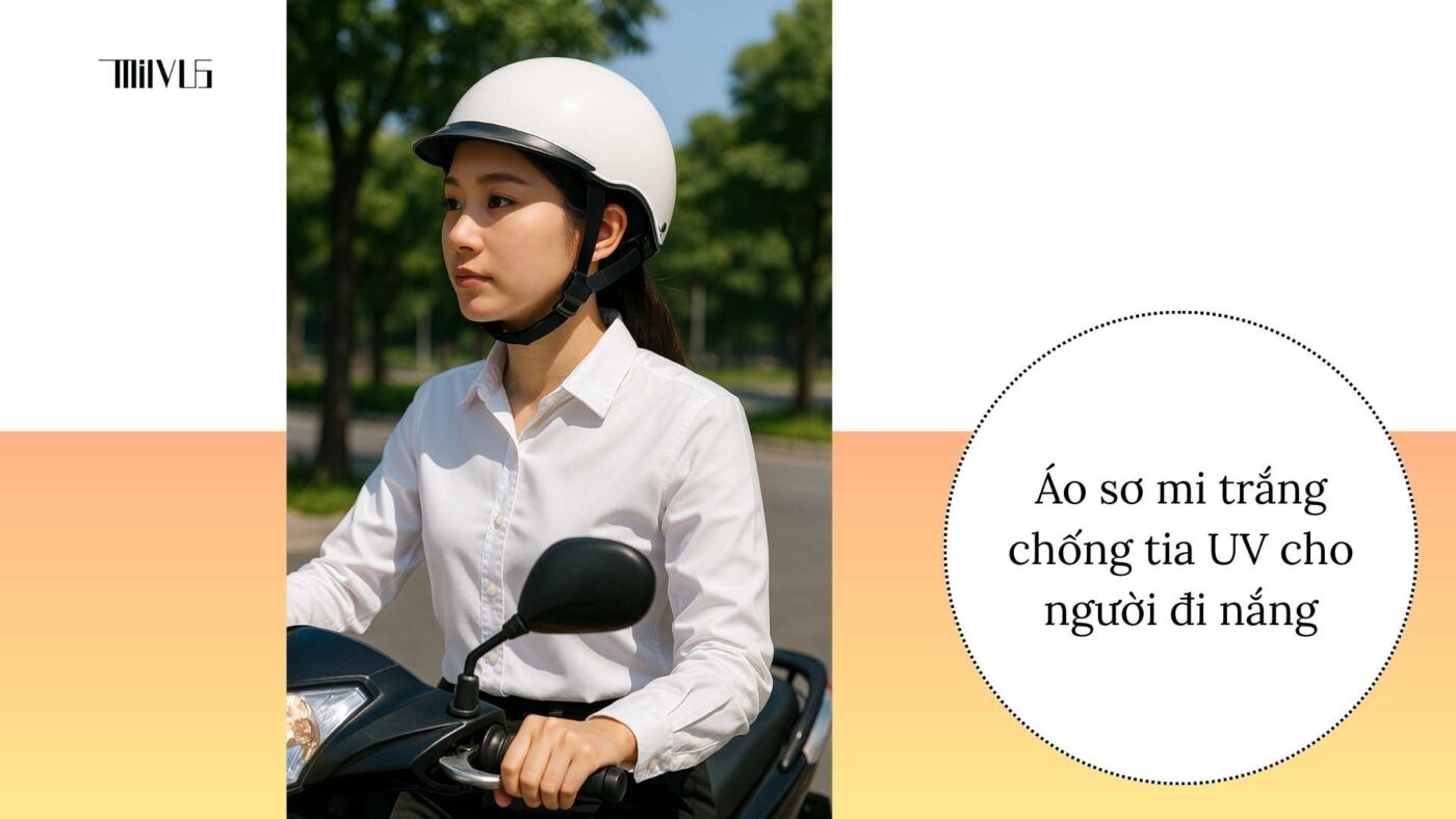 Áo sơ mi trắng cho người mặc đi xe máy nhiều – chống tia UV, bảo vệ da khi đi nắng