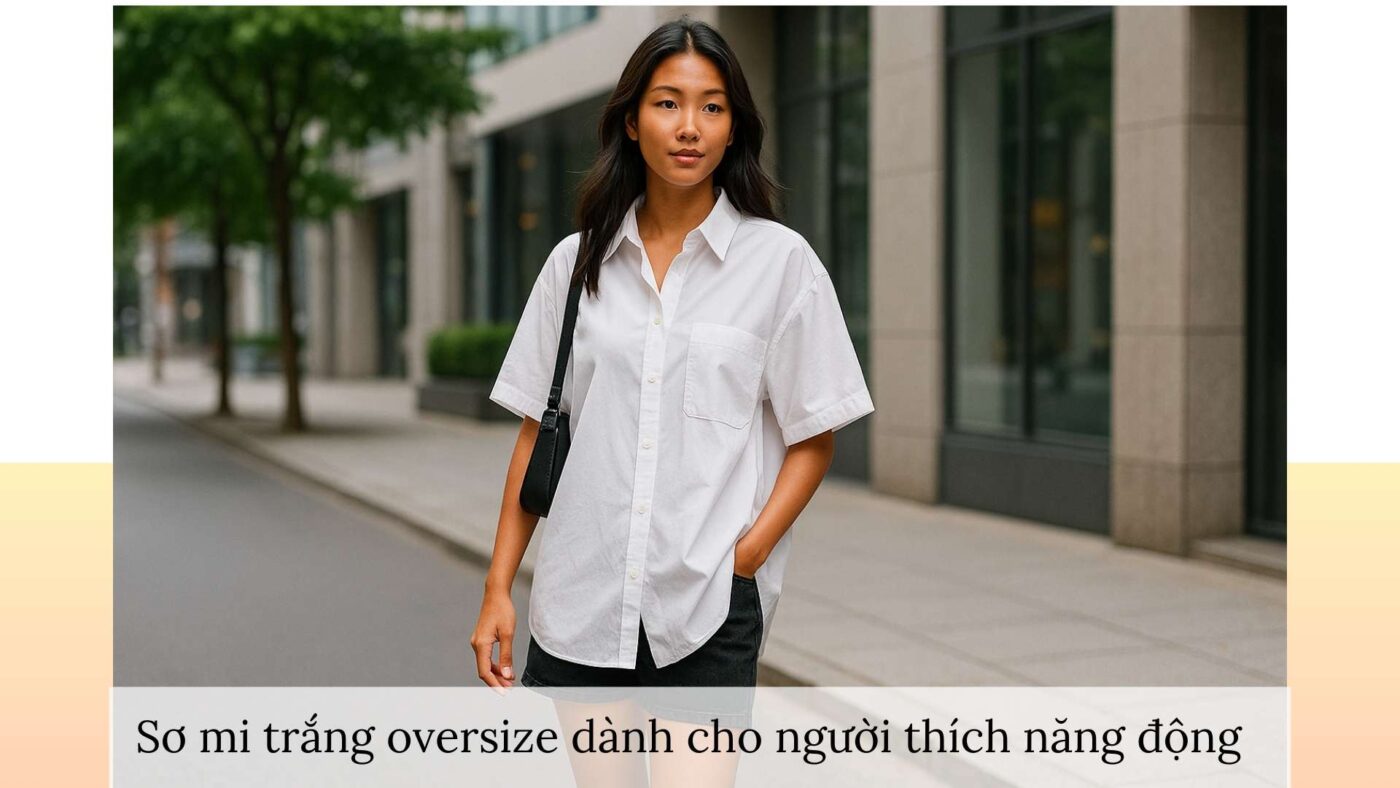 Áo sơ mi trắng cho người có da ngăm oversize – trẻ trung, cá tính, thoải mái