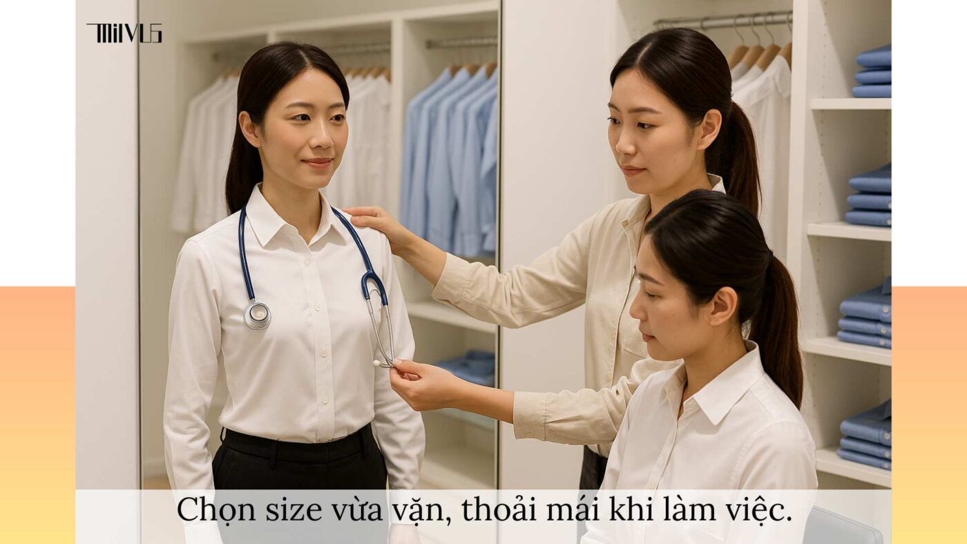 Áo sơ mi trắng cho bác sĩ – chọn size vừa vặn, thoải mái khi làm việc