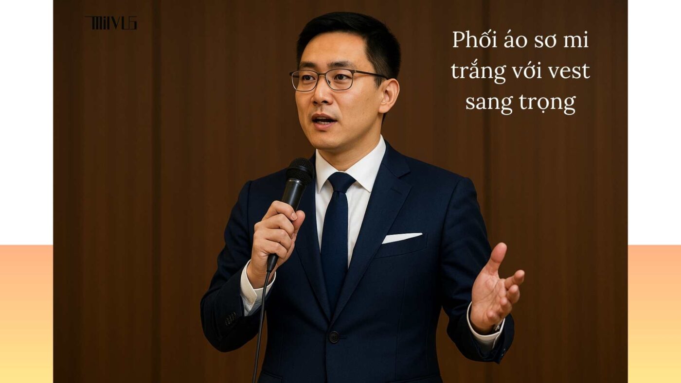 Áo sơ mi trắng cho CEO – sang trọng khi phối với vest tại sự kiện