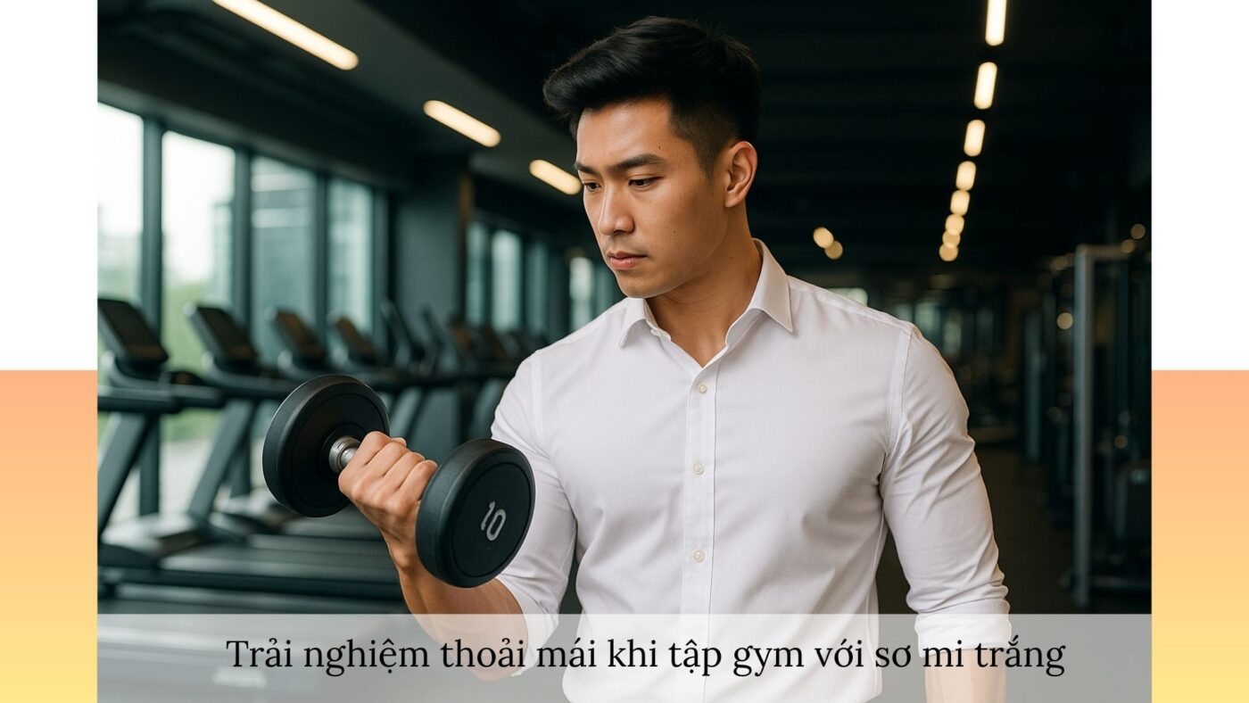 Áo sơ mi trắng cho người ghét vải thô ráp – thoải mái, linh hoạt khi tập gym