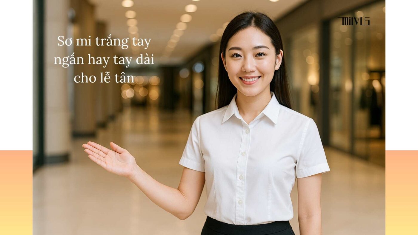 Áo sơ mi trắng cho nhân viên lễ tân – lựa chọn tay ngắn thoải mái, gọn gàng