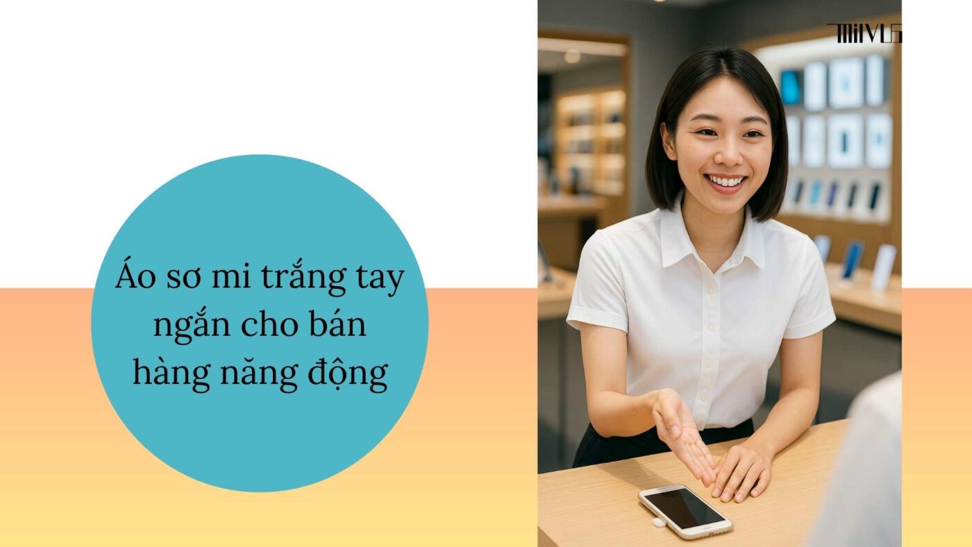 Áo sơ mi trắng tay ngắn cho nhân viên bán hàng – thoải mái, trẻ trung, dễ vận động