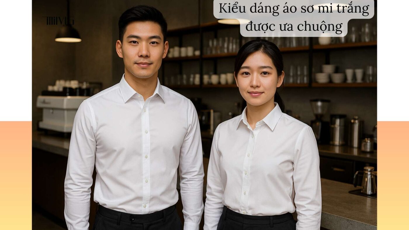 Áo sơ mi trắng cho nhân viên phục vụ – đa dạng kiểu dáng slim fit, regular.