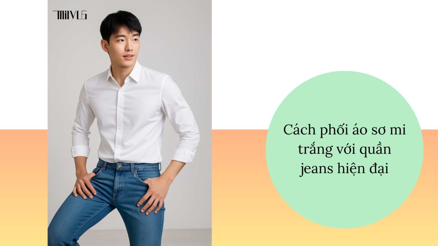 Áo sơ mi trắng cho stylist – phối cùng quần jeans trẻ trung, hiện đại