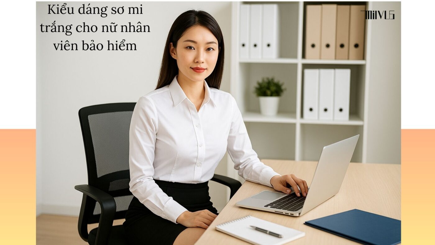Áo sơ mi trắng cho nữ nhân viên bảo hiểm – dáng ôm tinh tế, chuyên nghiệp.