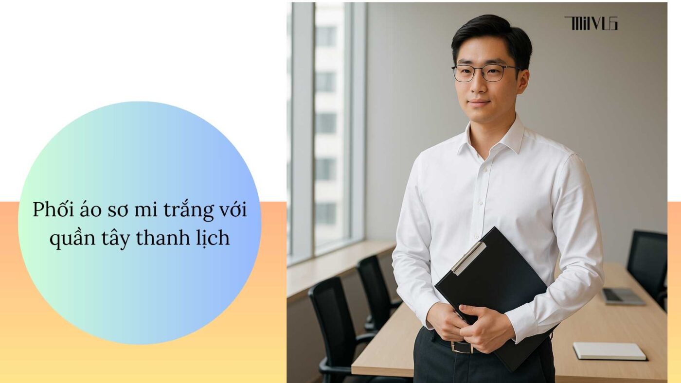 Áo sơ mi trắng cho nhân viên marketing – phối quần tây chuyên nghiệp.