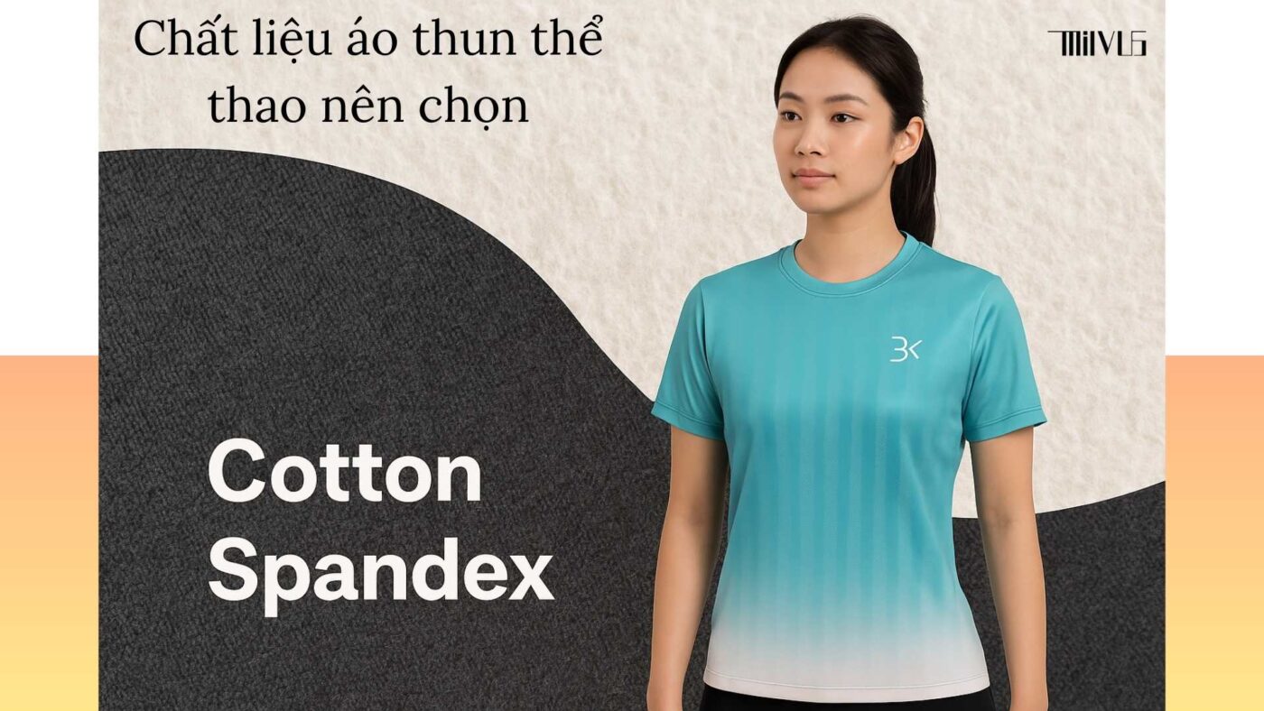 Áo thun thể thao nữ màu xanh ngọc, chất liệu cotton pha spandex, phù hợp cho người có vóc dáng nhỏ, mang lại sự thoáng mát và co giãn