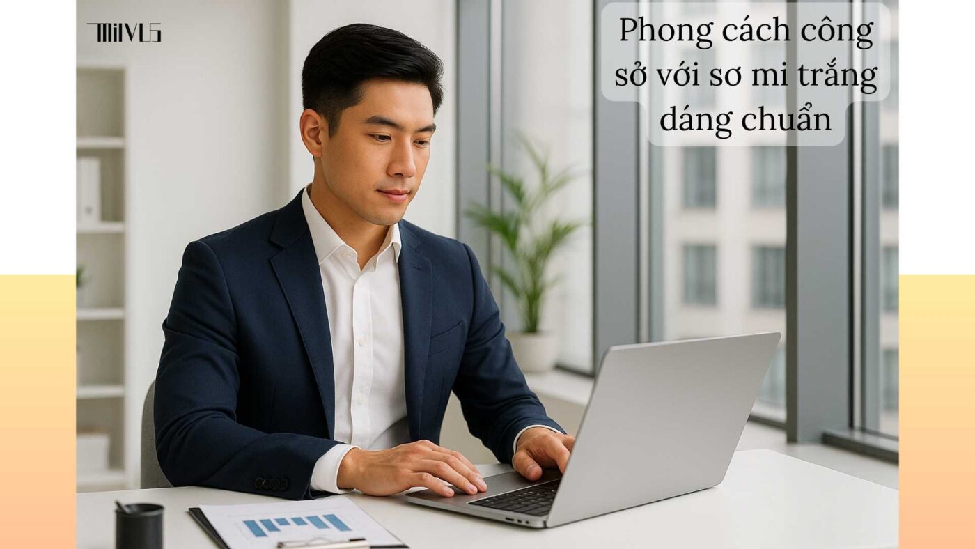 Áo sơ mi trắng cho người dáng chuẩn – phong cách công sở thanh lịch, chuyên nghiệp