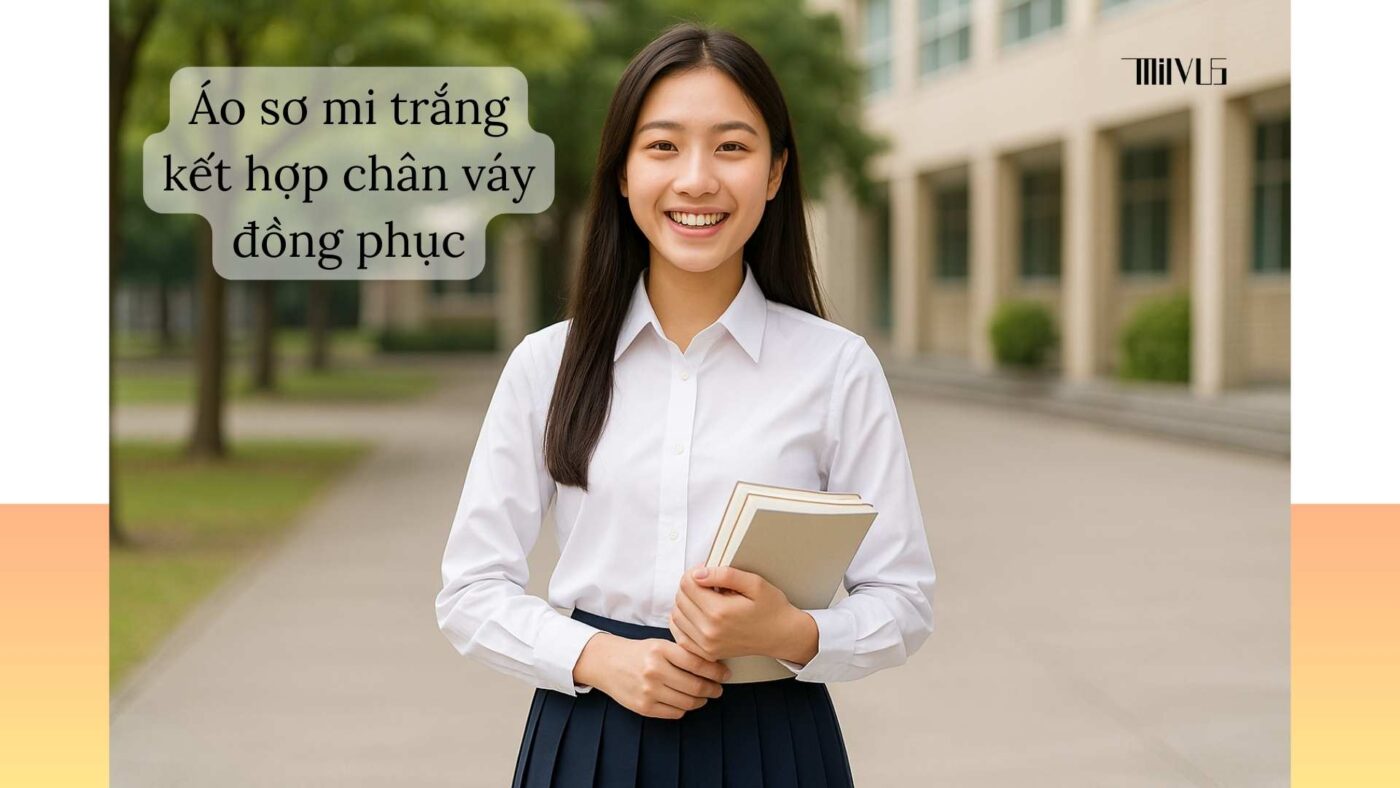 Áo sơ mi trắng cho học sinh – kết hợp chân váy đồng phục nữ sinh