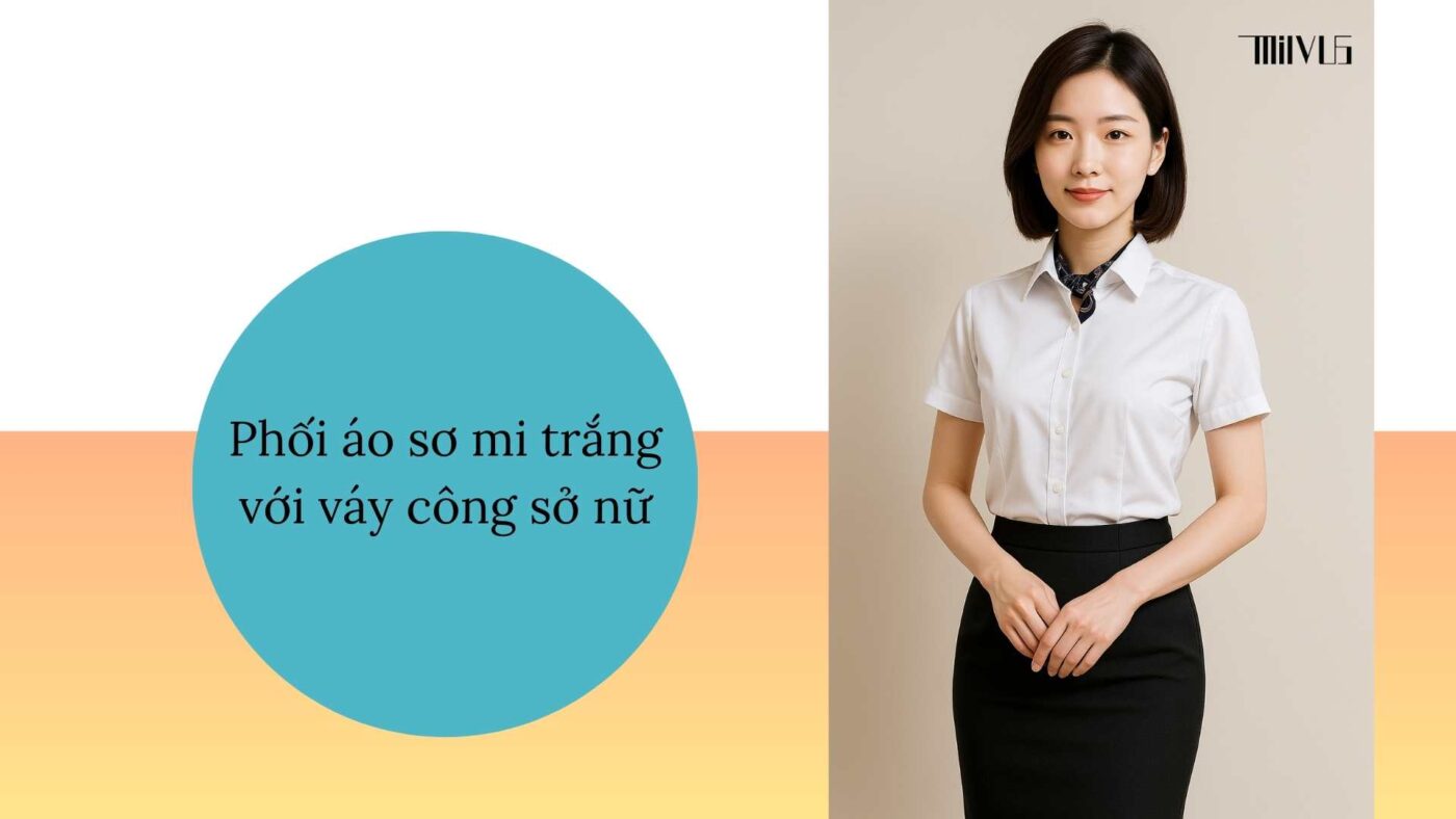 Áo sơ mi trắng cho nhân viên lễ tân – phối váy công sở nữ tinh tế