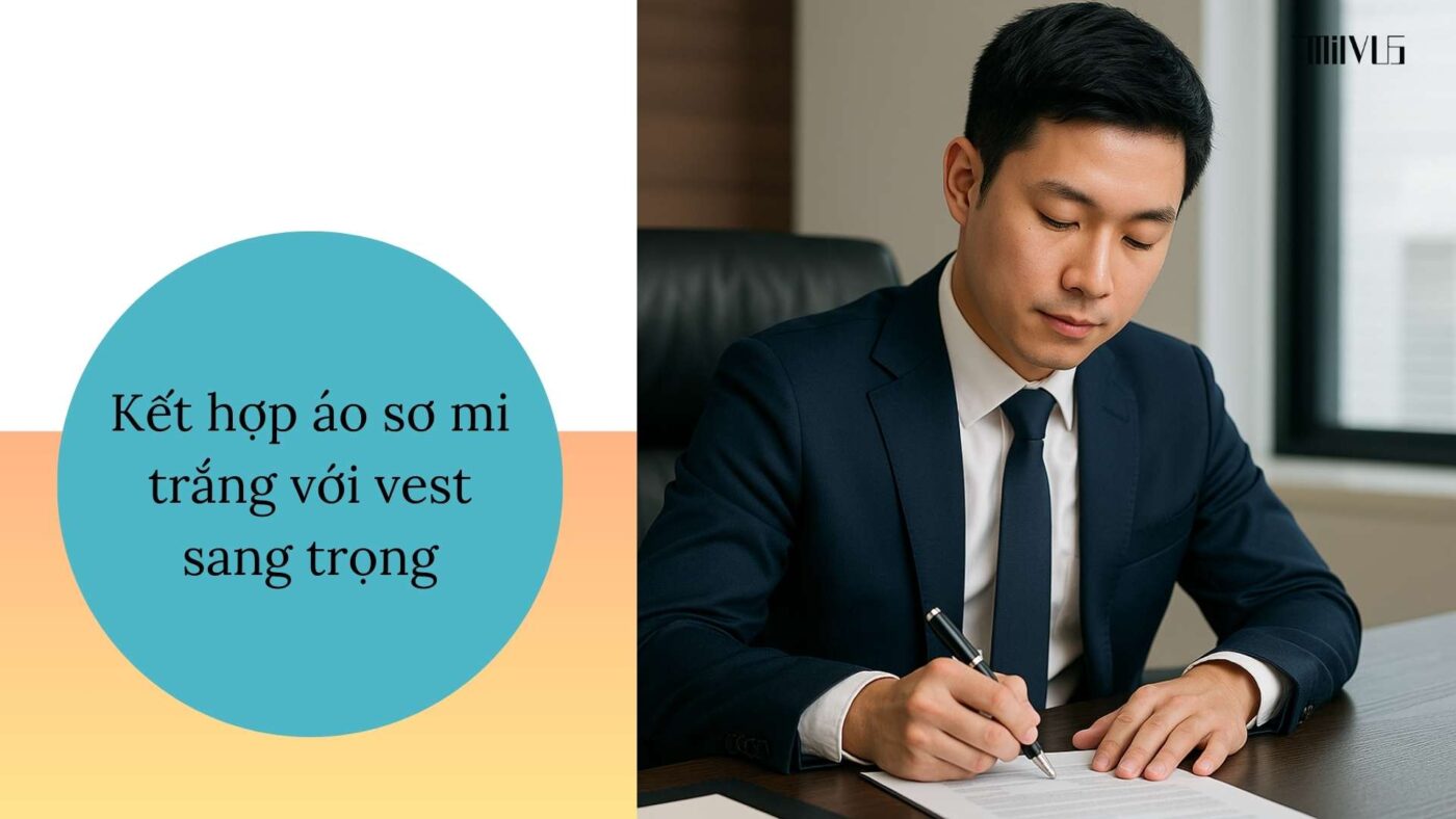 Áo sơ mi trắng cho nhân viên kinh doanh – phối vest lịch lãm, tạo phong thái sang trọng