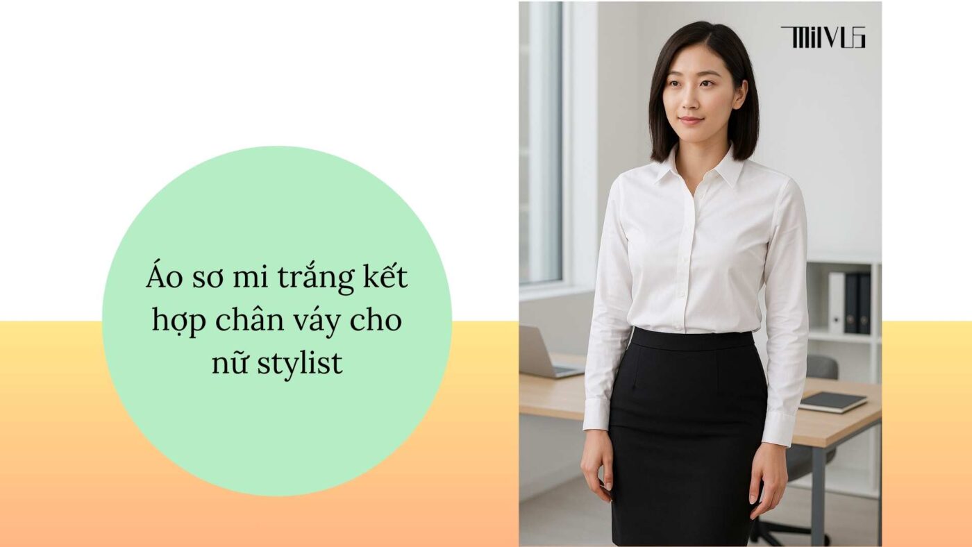 Áo sơ mi trắng cho stylist – kết hợp chân váy thanh lịch, nữ tính