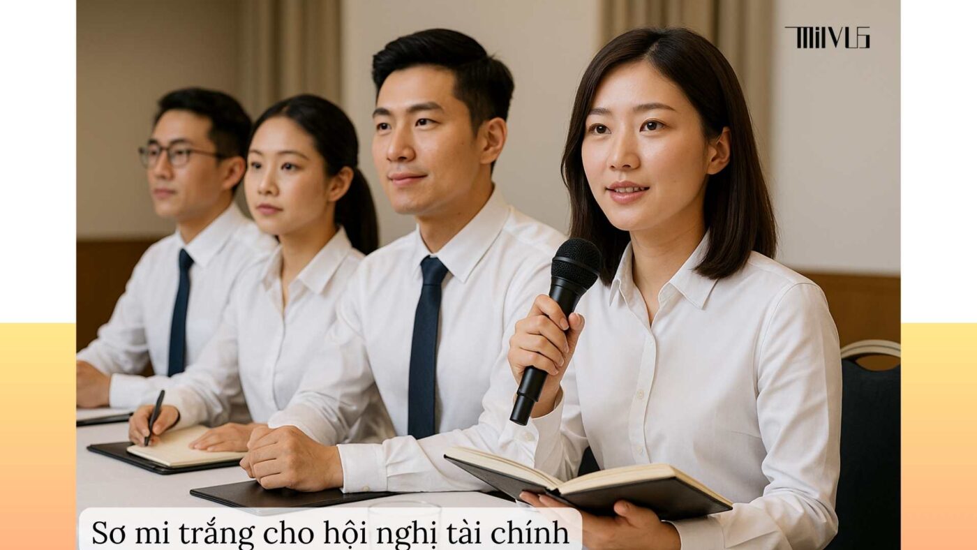 Áo sơ mi trắng cho người làm trong ngành tài chính – trang phục chuyên nghiệp hội nghị