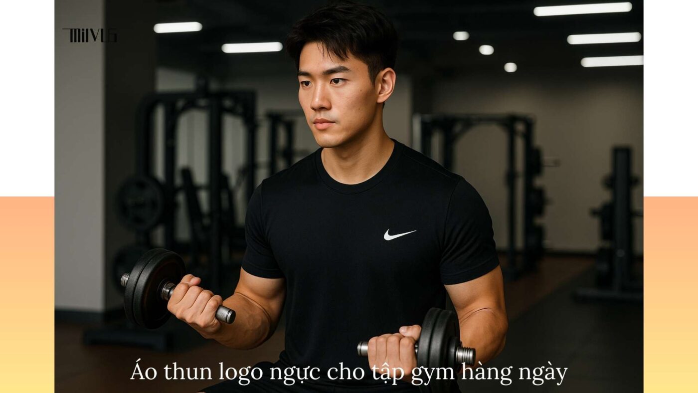 Áo thun thể thao cho người thích logo trước ngực