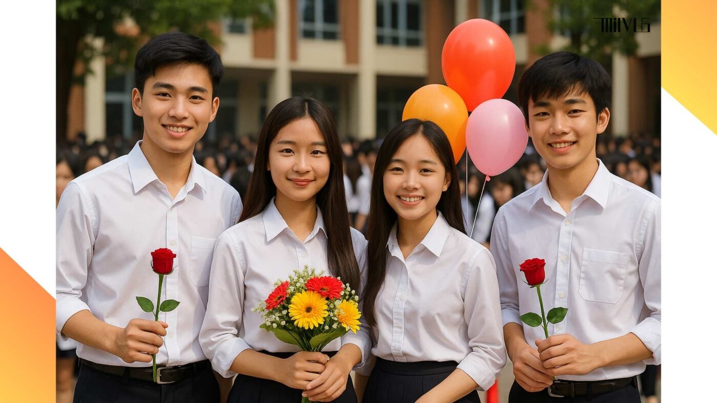 Áo sơ mi trắng cho học sinh – đồng phục trang trọng trong lễ khai giảng.