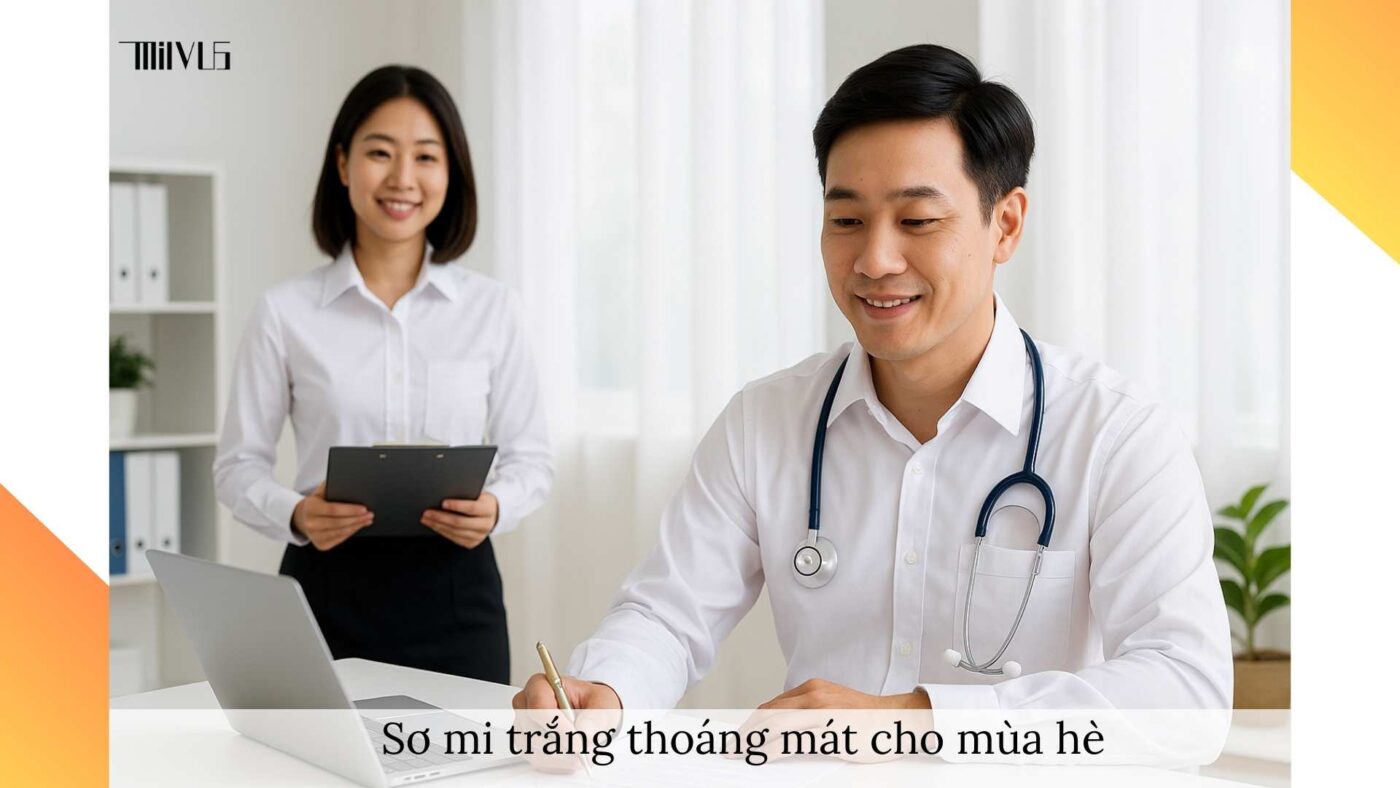 Áo sơ mi trắng cho bác sĩ – thoáng mát, phù hợp mùa hè, dễ chịu