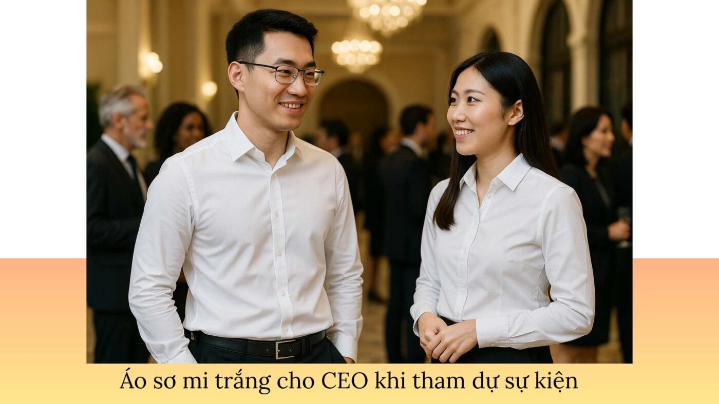 Áo sơ mi trắng cho CEO – thanh lịch, nổi bật trong các sự kiện lớn.
