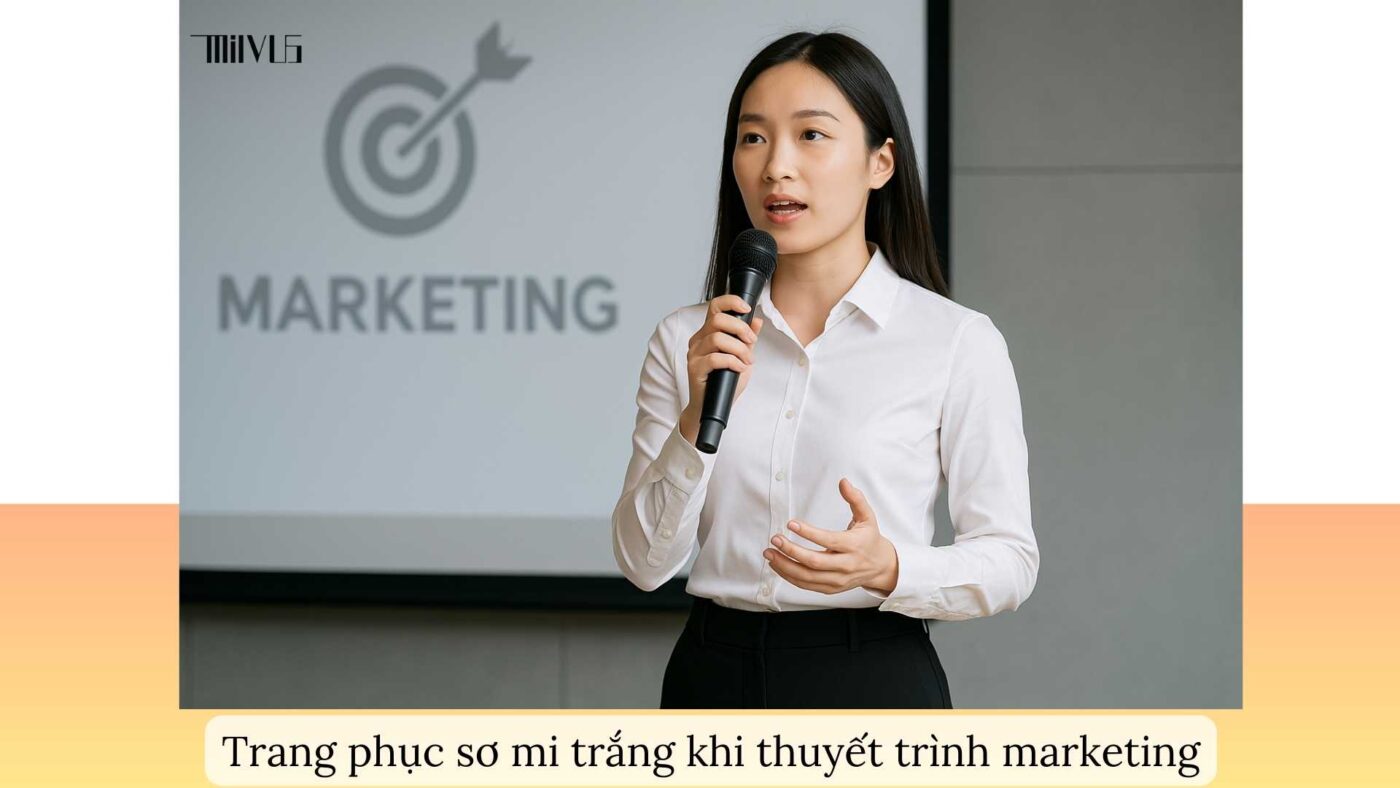 Áo sơ mi trắng cho nhân viên marketing – chuyên nghiệp trong thuyết trình