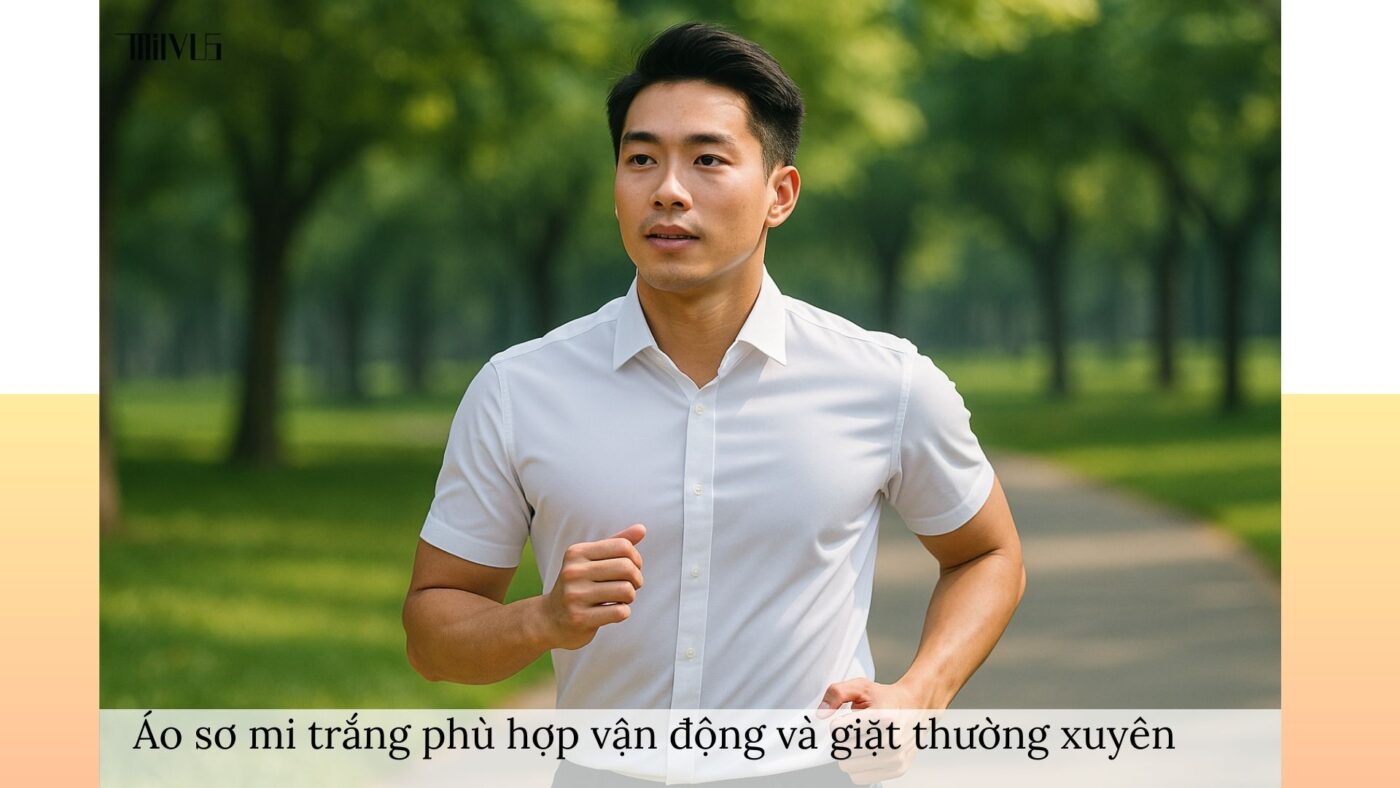 Áo sơ mi trắng cho người hay giặt máy – phù hợp vận động thể thao, bền đẹp