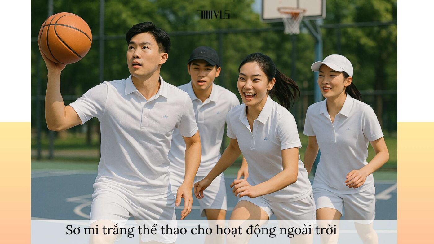 Áo sơ mi trắng cho người ghét vải dễ bám bụi – năng động, sạch sẽ khi chơi thể thao.