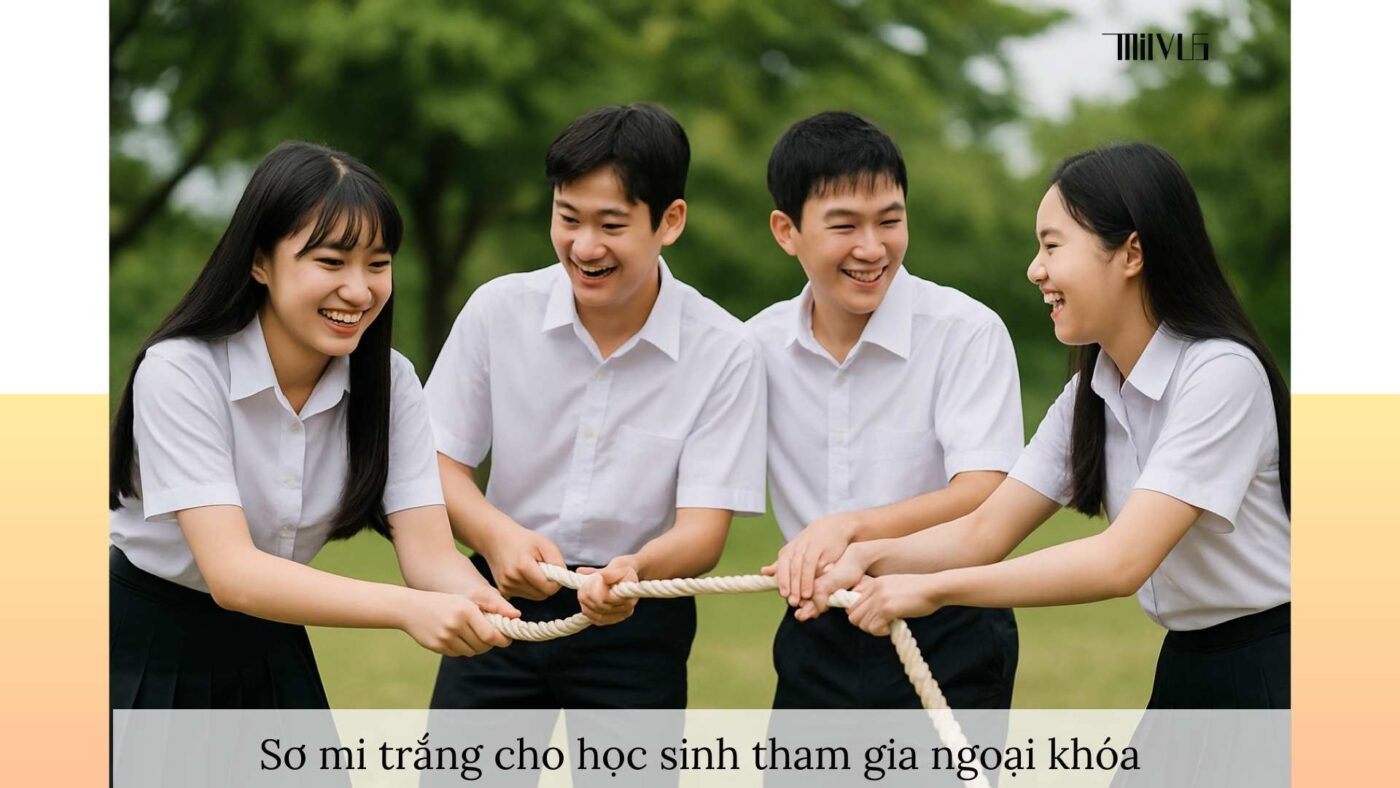 Áo sơ mi trắng cho học sinh – trang phục đồng bộ trong hoạt động ngoại khóa."
